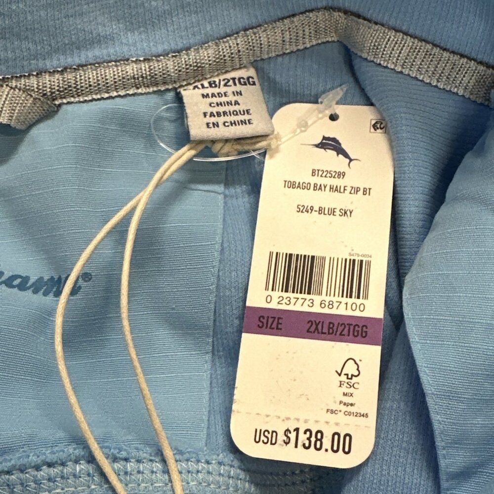 Tommy Bahama Tobago Bay Half Zip Pullover Men’s 2XB Blue Sky - Picture 6 of 10